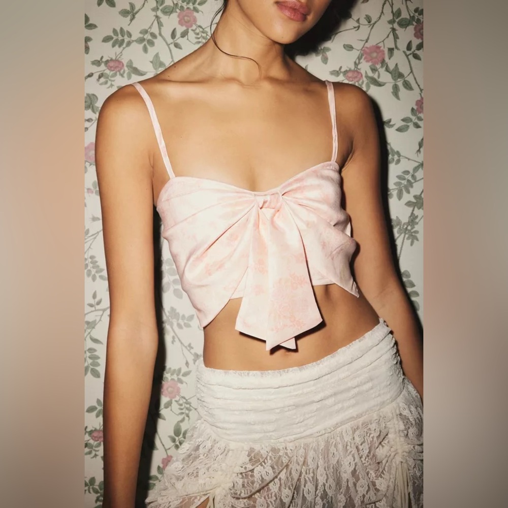 Kimchi Blue bow cami, pink, small